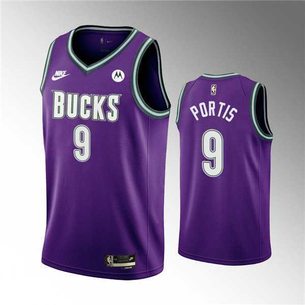 Men%27s Milwaukee Bucks #9 Bobby Portis 2022-23 Purple Classic Edition Swingman Stitched Basketball Jersey Dzhi